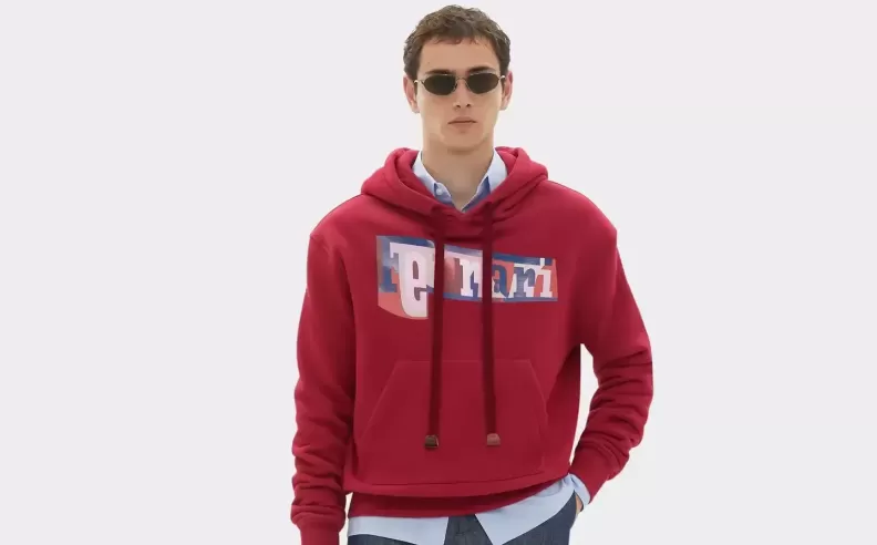 Hoodie with Color Block Logo Print