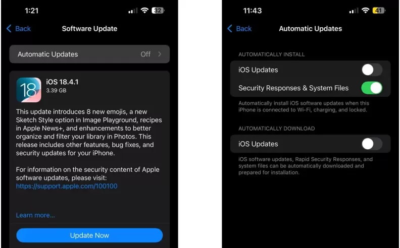 إيقاف طلبات التحديث المزعجة