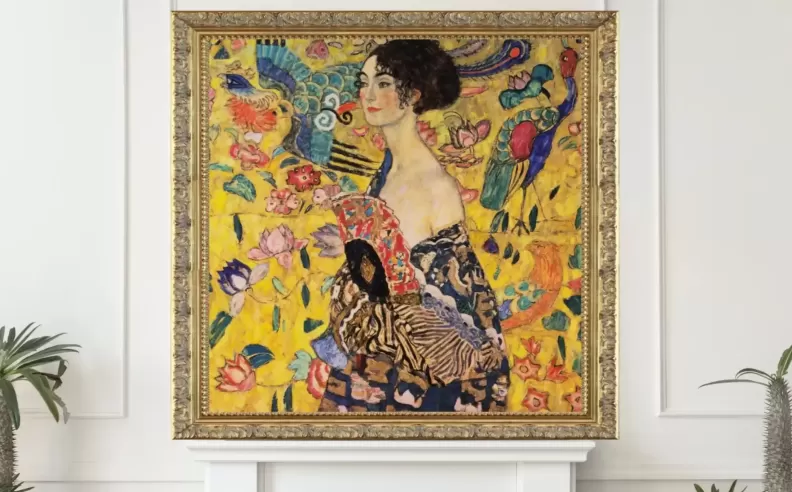 لوحة Gustav Klimt: Dame mit Fächer