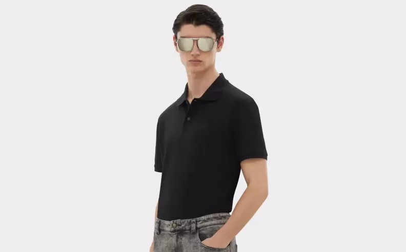 Organic Cotton Piqué Polo with Prancing Horse