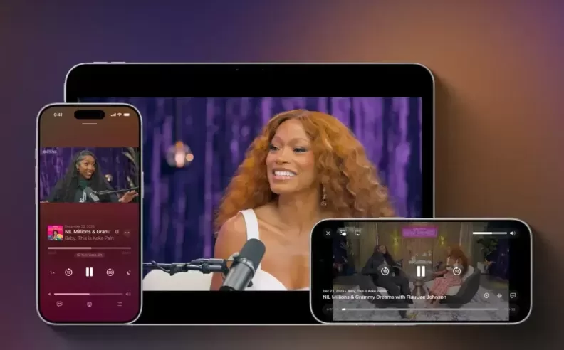 تجربة فيديو محسّنة في Apple Podcasts